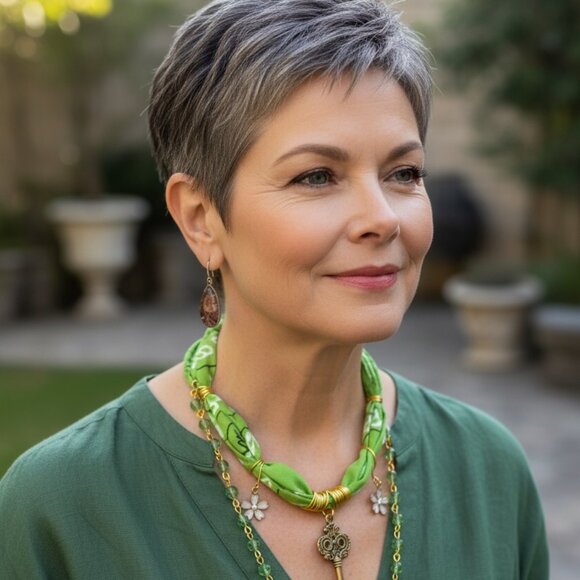 Handmade bandana necklace with symbolic charms - Picture 2 of 2